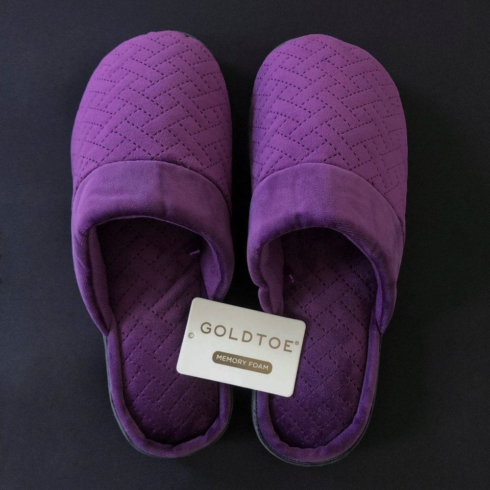 Goldtoe Memory Foam Mule Purple Slippers Size 8(M) NWT